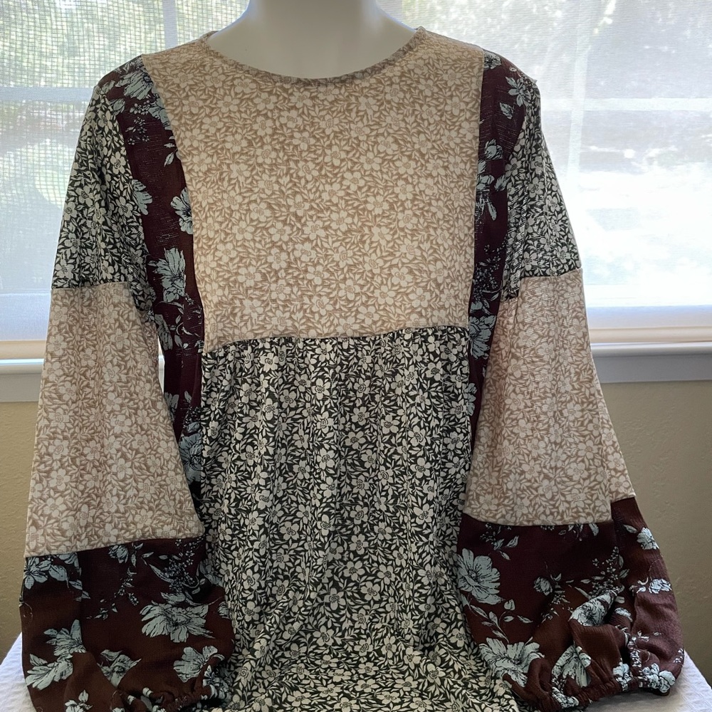 Ces Femme Boho Patchwork Top